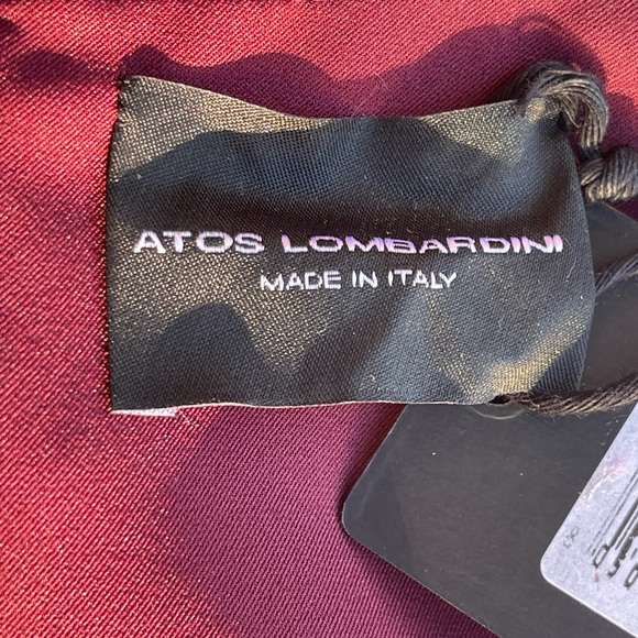 NWT Atos Lombardini Deep V-Neck Pleated Sleeveless Burgundy Dress Sz IT 44, US 8 - Picture 3 of 6